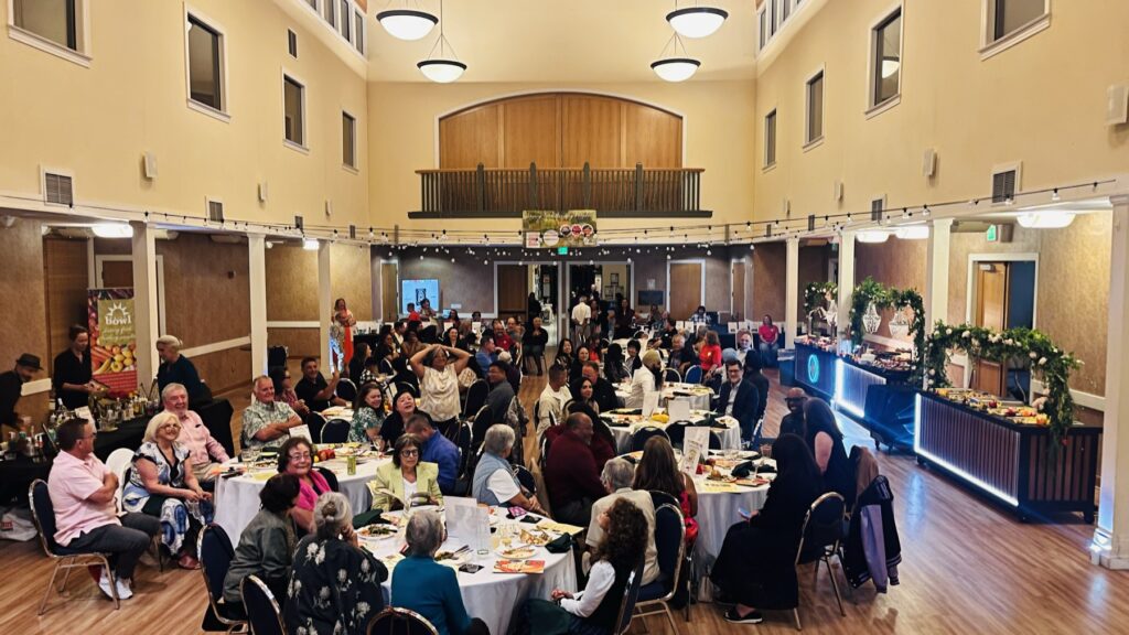 The hall seen from the front of the room
